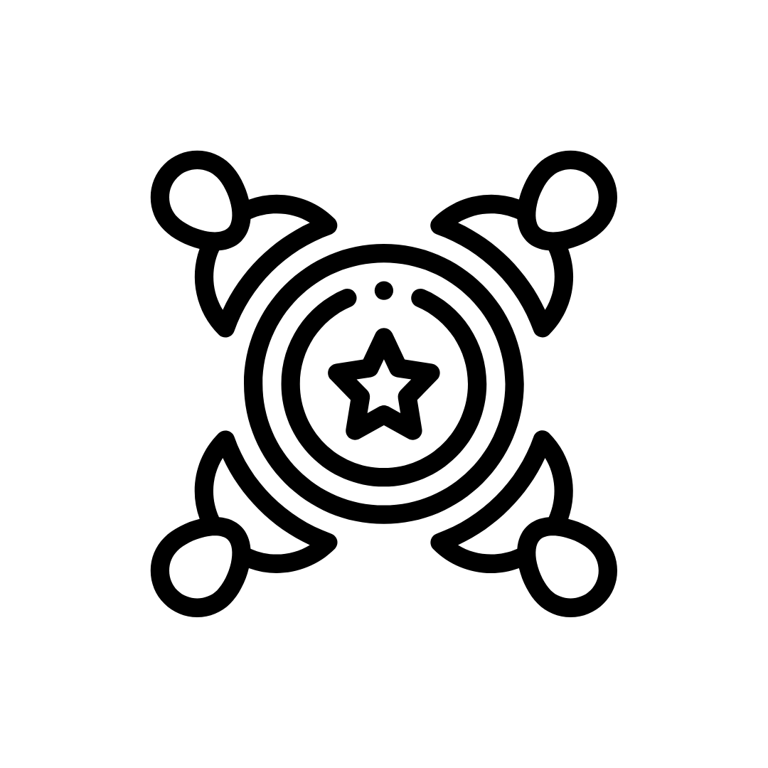 Icon: Vier Personen im Kreis um ein Stern-Symbol – steht für Flexibilität und gemeinsames Unterstützen.